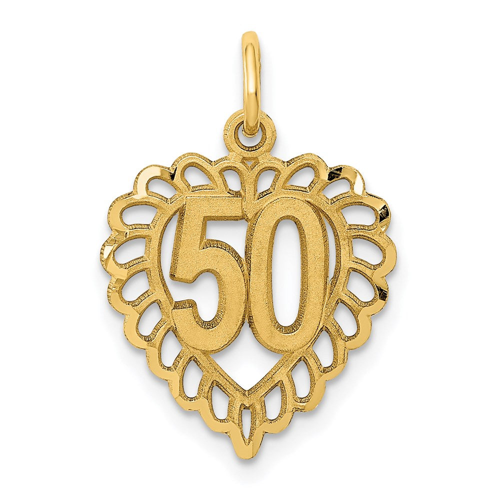 14K Yellow Gold 50 In Heart Charm