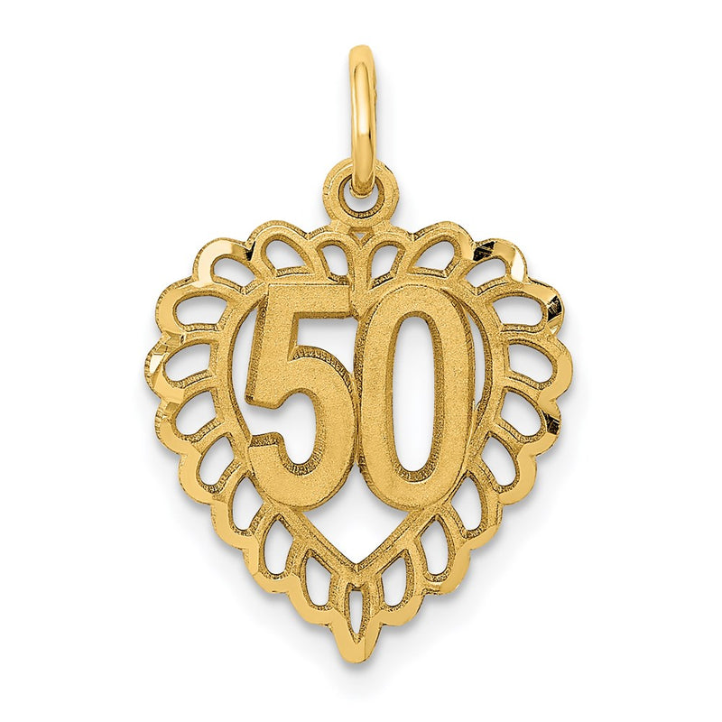 14K Yellow Gold 50 In Heart Charm