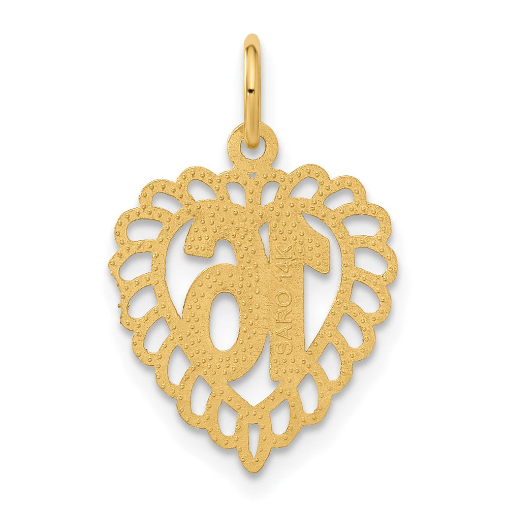 14K Yellow Gold 16 In A Heart Charm