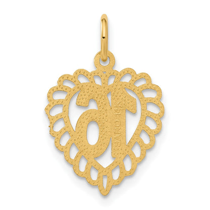 14K Yellow Gold 16 In A Heart Charm