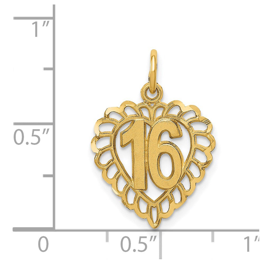 14K Yellow Gold 16 In A Heart Charm