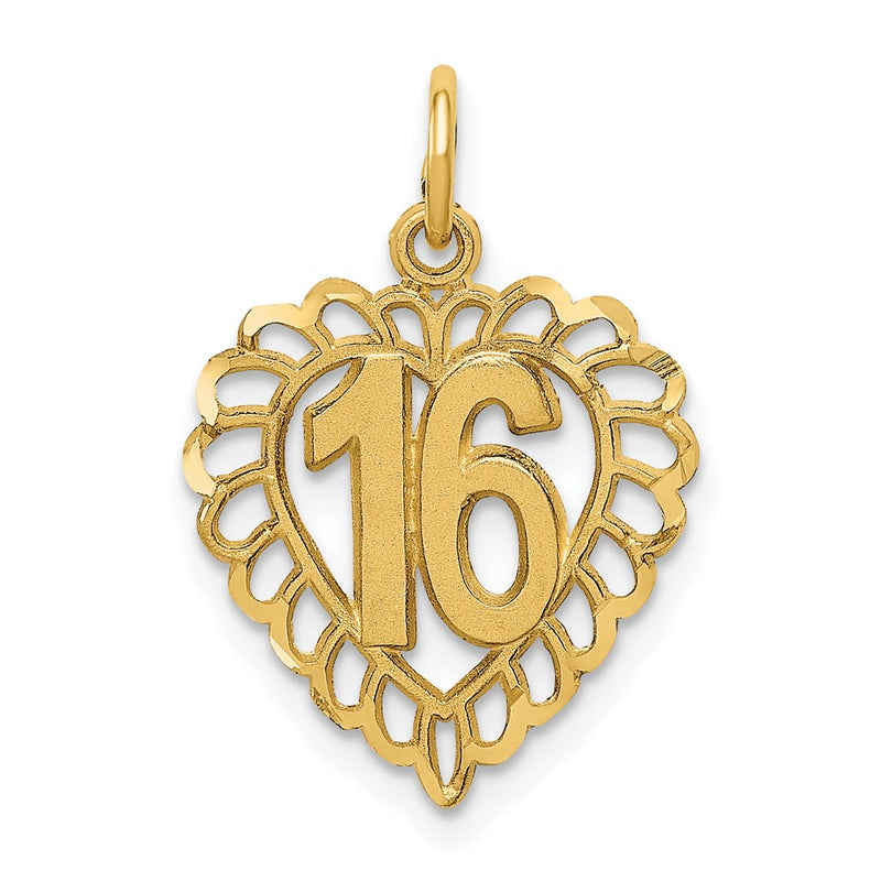 14K Yellow Gold 16 In A Heart Charm