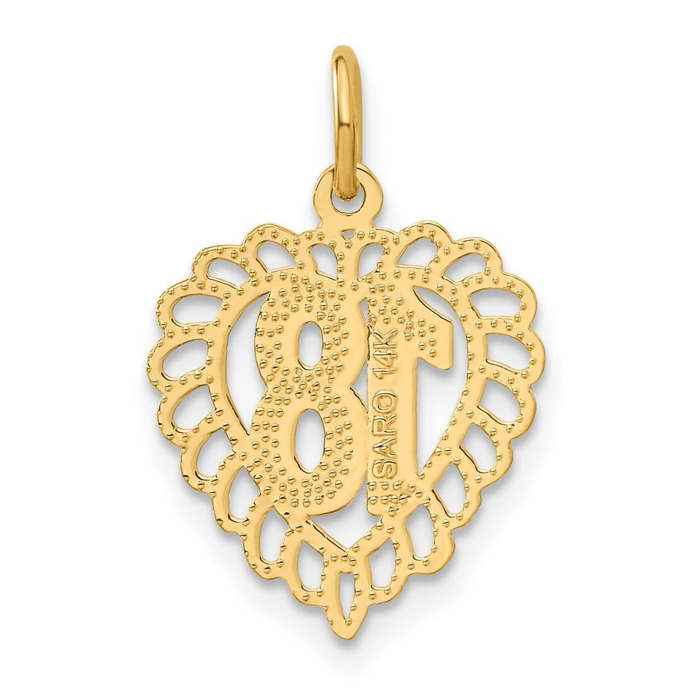 14K Yellow Gold 18 Heart Charm