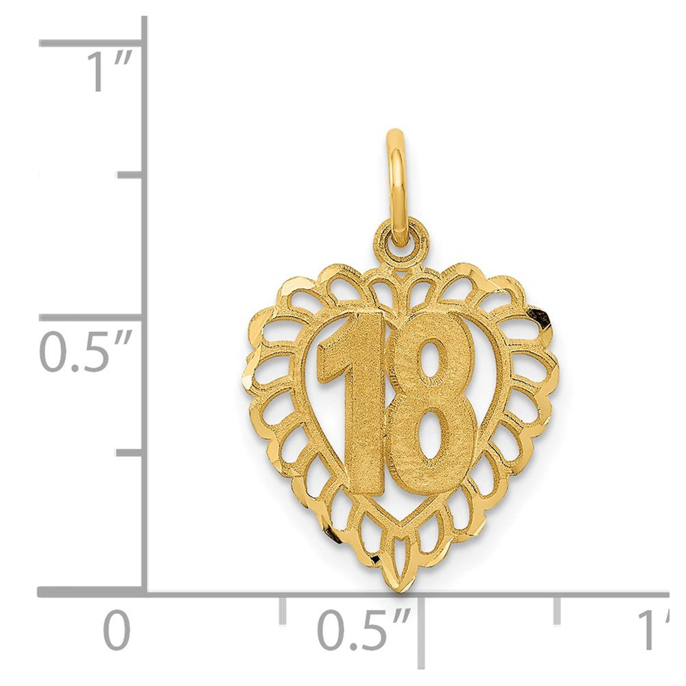 14K Yellow Gold 18 Heart Charm