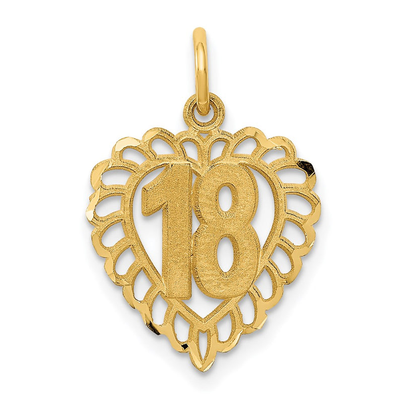 14K Yellow Gold 18 Heart Charm