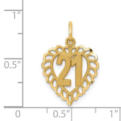 14K Yellow Gold 21 In Heart Charm