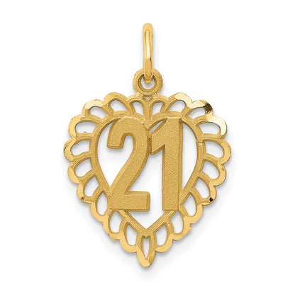 14K Yellow Gold 21 In Heart Charm