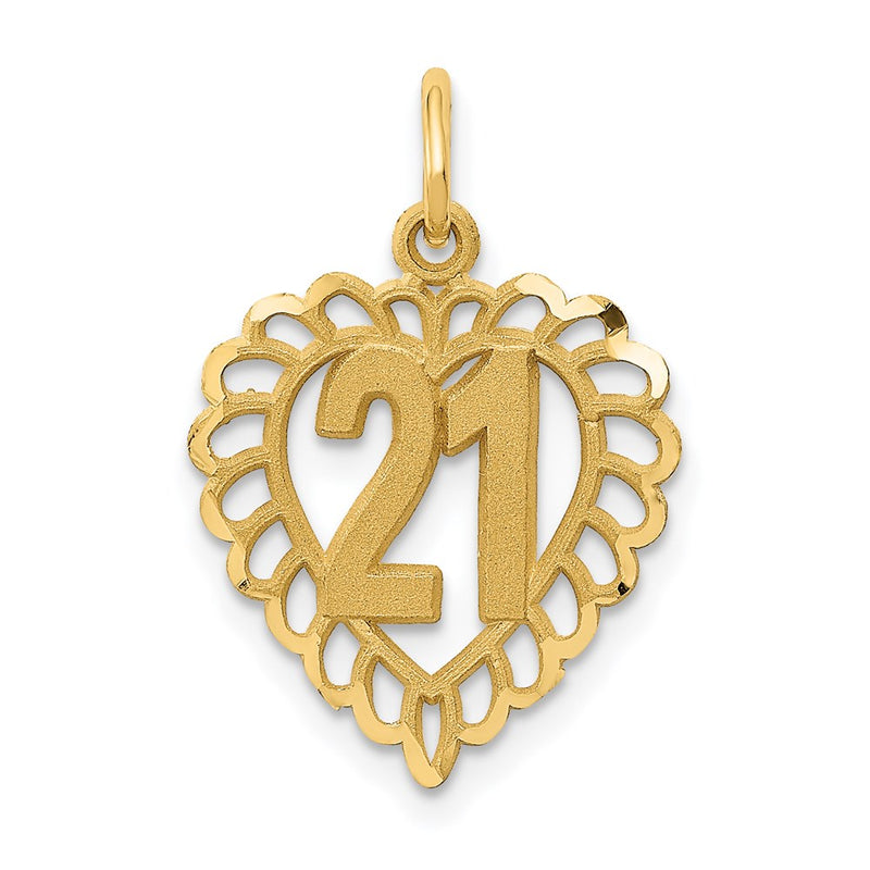 14K Yellow Gold 21 In Heart Charm