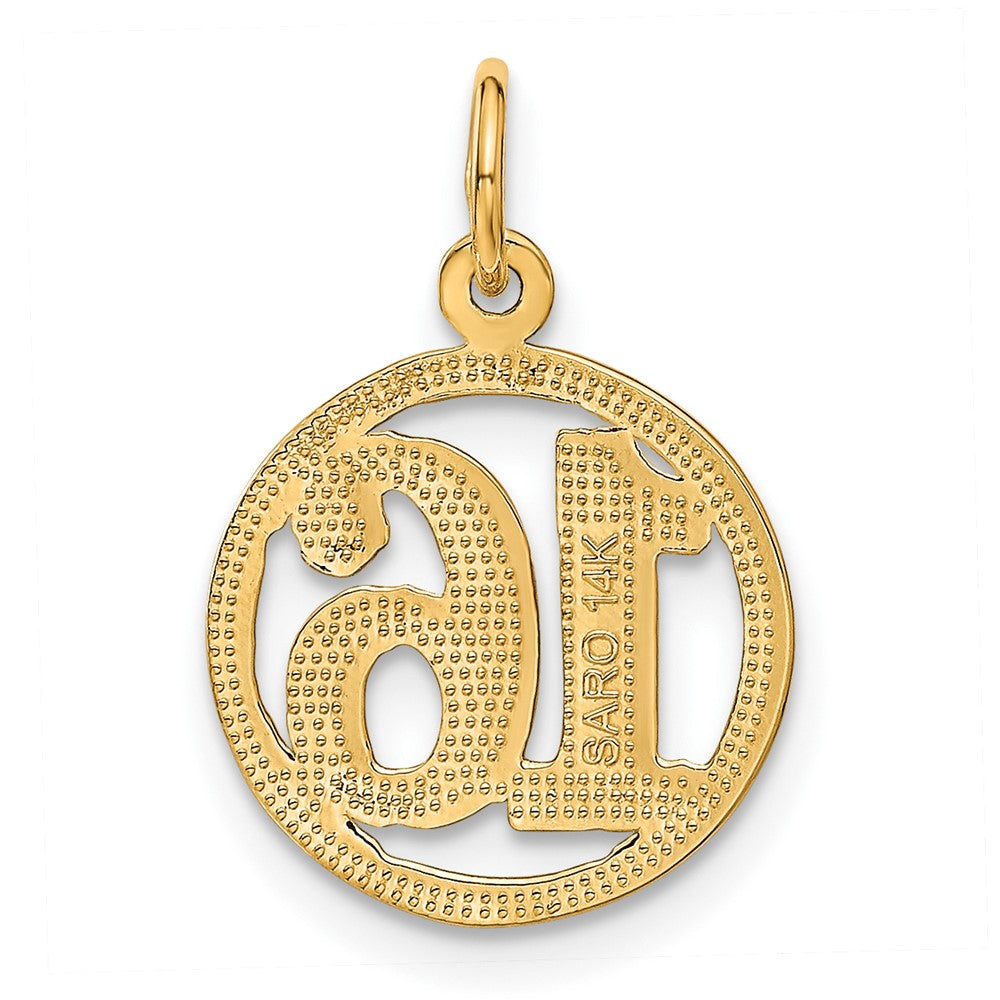 14K Yellow Gold #16 In A Circle Pendant