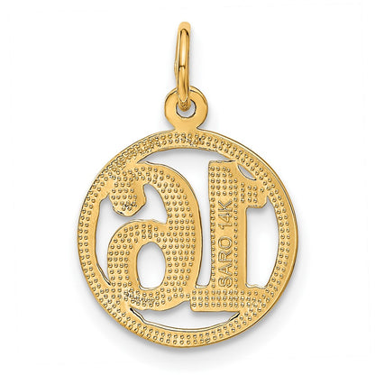 14K Yellow Gold #16 In A Circle Pendant