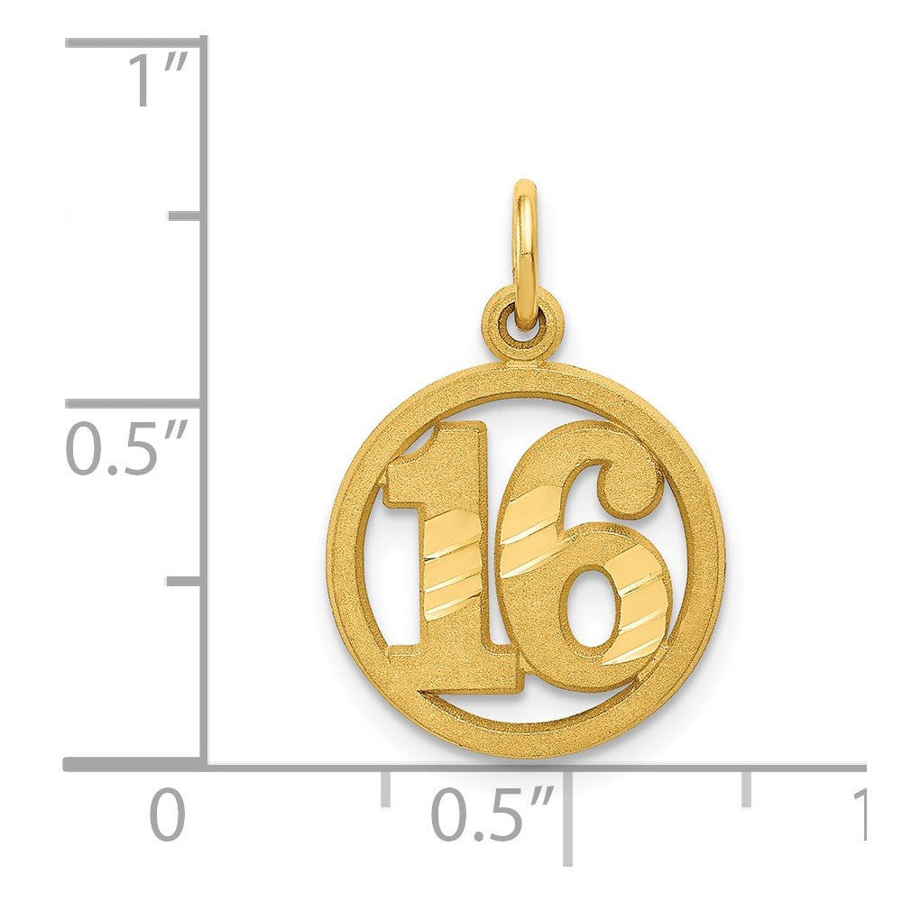 14K Yellow Gold #16 In A Circle Pendant