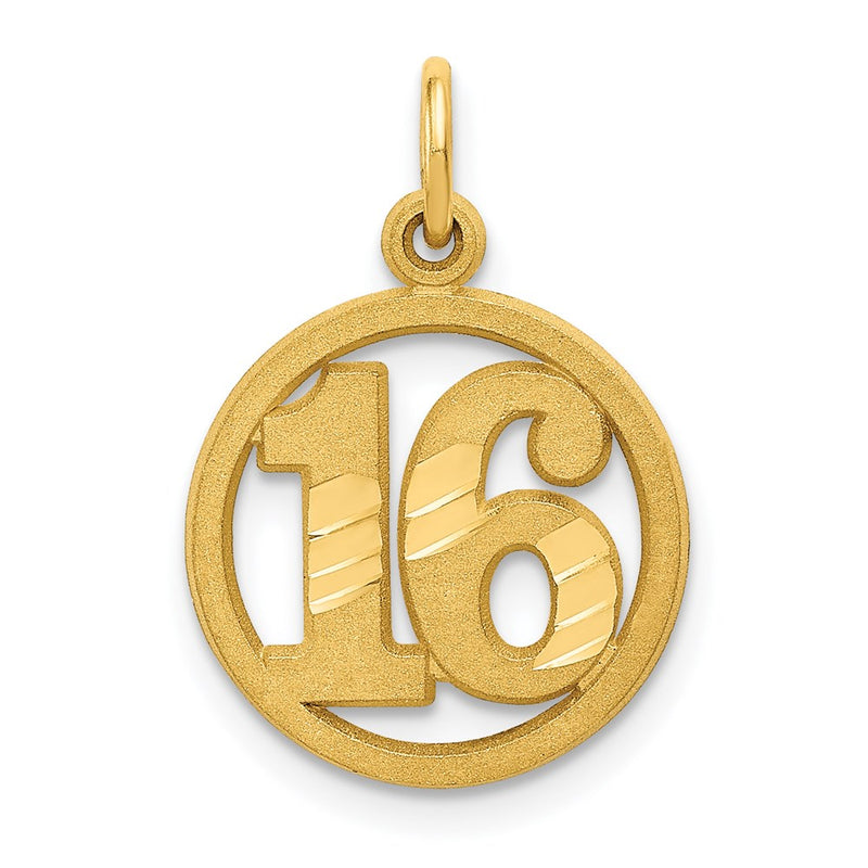 14K Yellow Gold #16 In A Circle Pendant