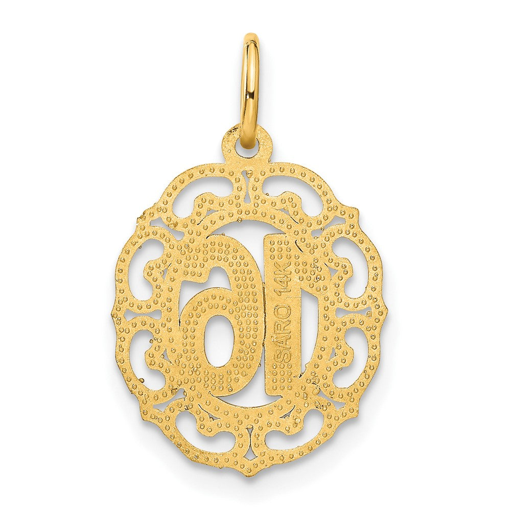 14K Yellow Gold #16 In Oval Circle Pendant
