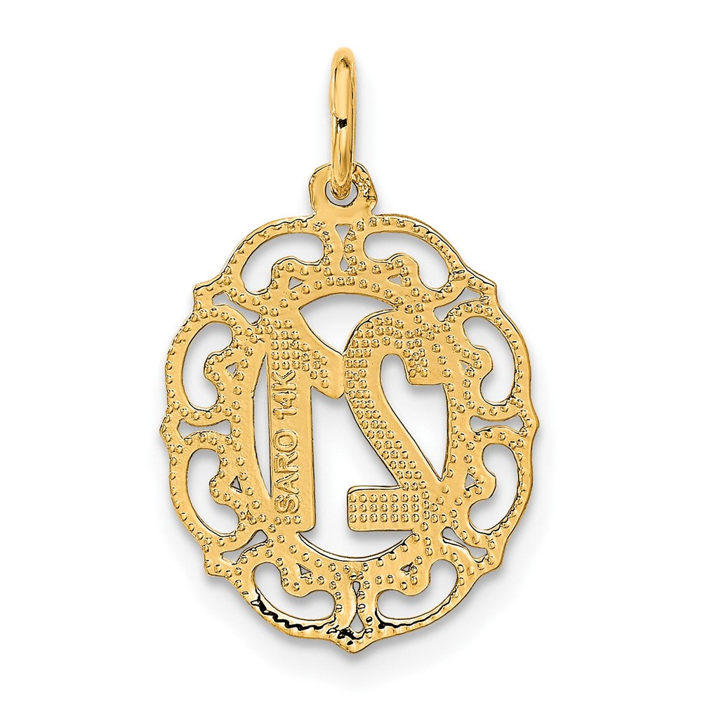 14K Yellow Gold Diamond-Cut 21 In Oval Pendant