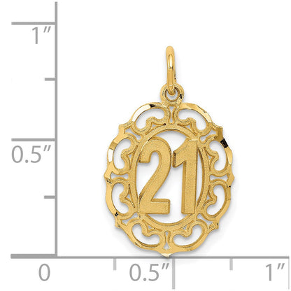 14K Yellow Gold Diamond-Cut 21 In Oval Pendant