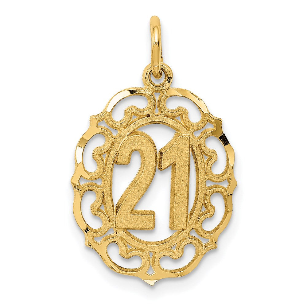 14K Yellow Gold Diamond-Cut 21 In Oval Pendant