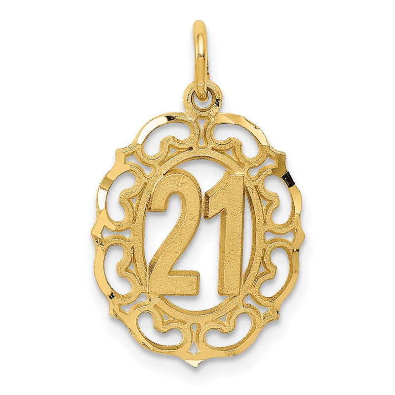 14K Yellow Gold Diamond-Cut 21 In Oval Pendant