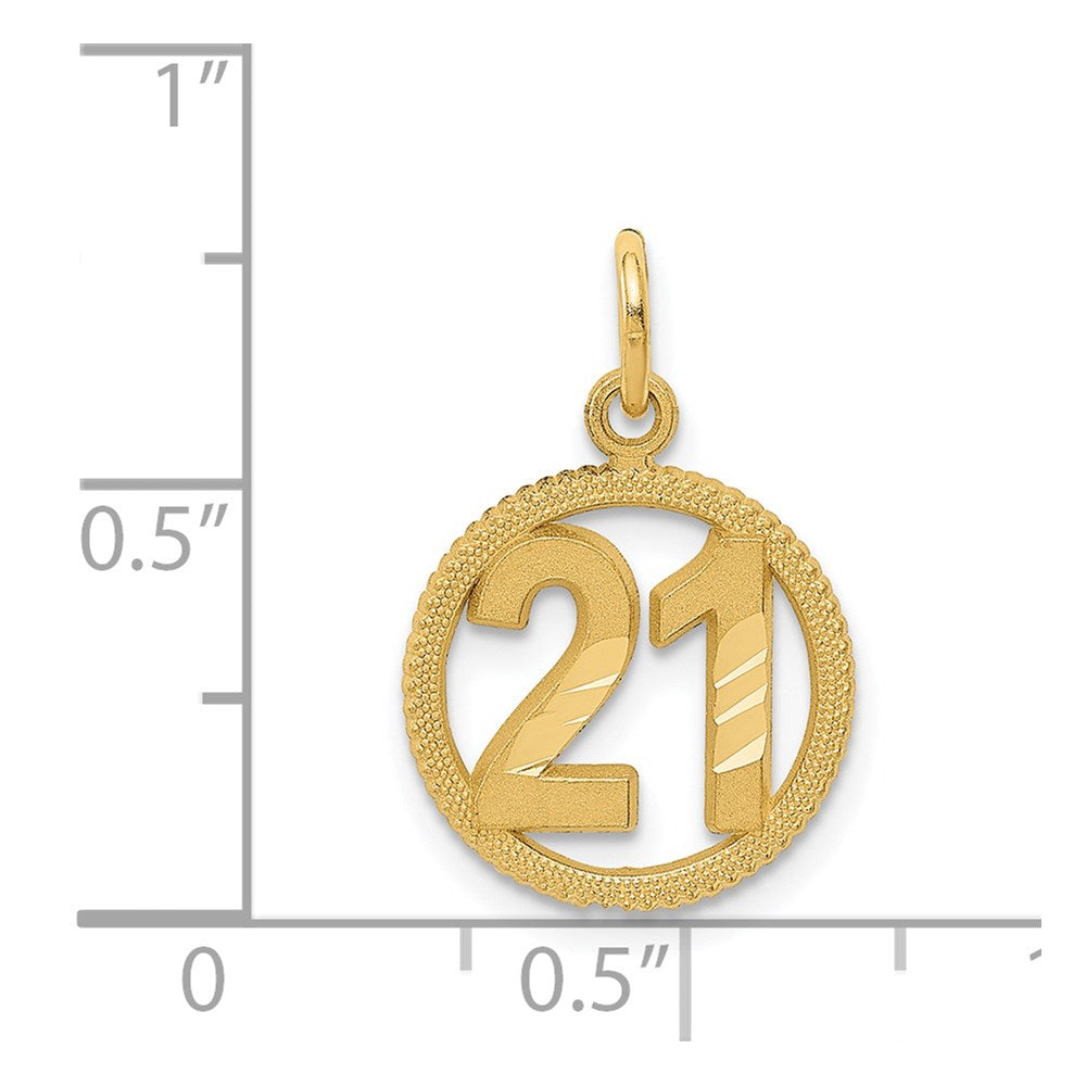 14K Yellow Gold #21 In A Circle Pendant