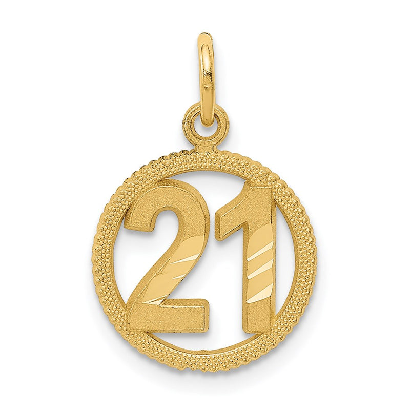 14K Yellow Gold #21 In A Circle Pendant
