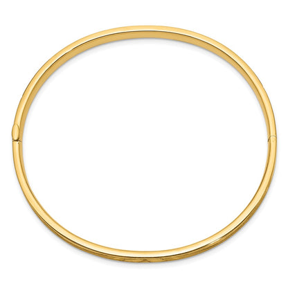 14K Yellow Gold 3/16 Oversize Diamond-Cut Concave Hinged Bangle Bracelet