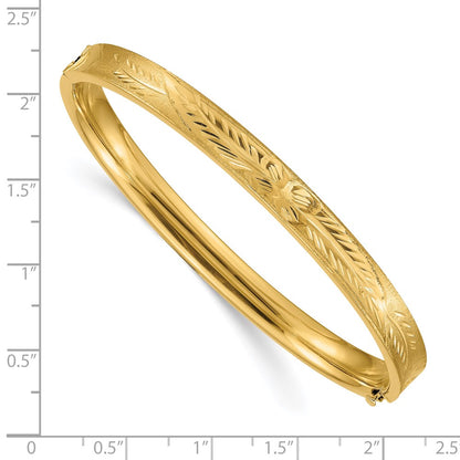 14K Yellow Gold 4/16 Oversize Diamond-Cut Concave Hinged Bangle Bracelet