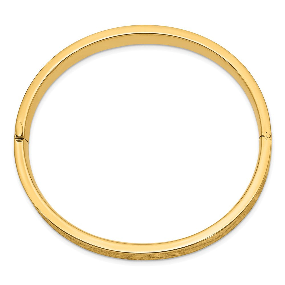 14K Yellow Gold 5/16 Oversize Diamond-Cut Concave Hinged Bangle Bracelet