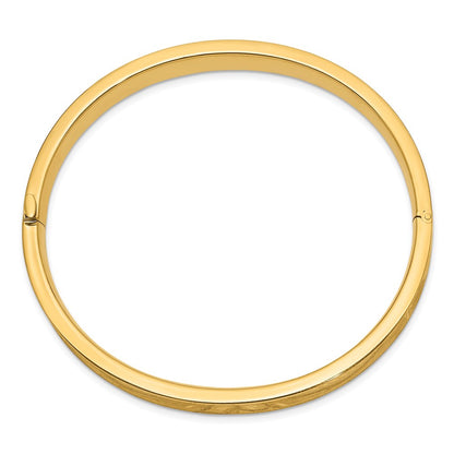 14K Yellow Gold 5/16 Oversize Diamond-Cut Concave Hinged Bangle Bracelet