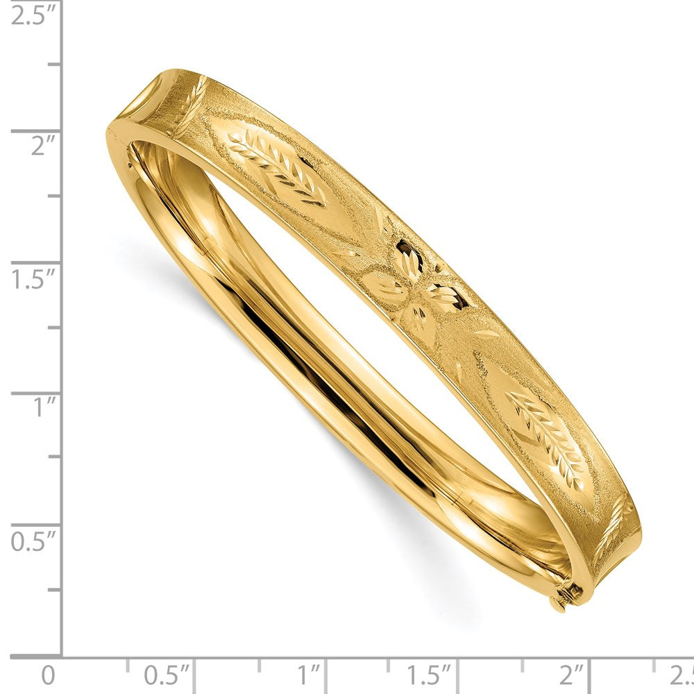 14K Yellow Gold 5/16 Oversize Diamond-Cut Concave Hinged Bangle Bracelet