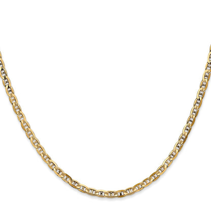 14K Yellow Gold 3mm Concave Anchor With Lobster Clasp Chain Necklace