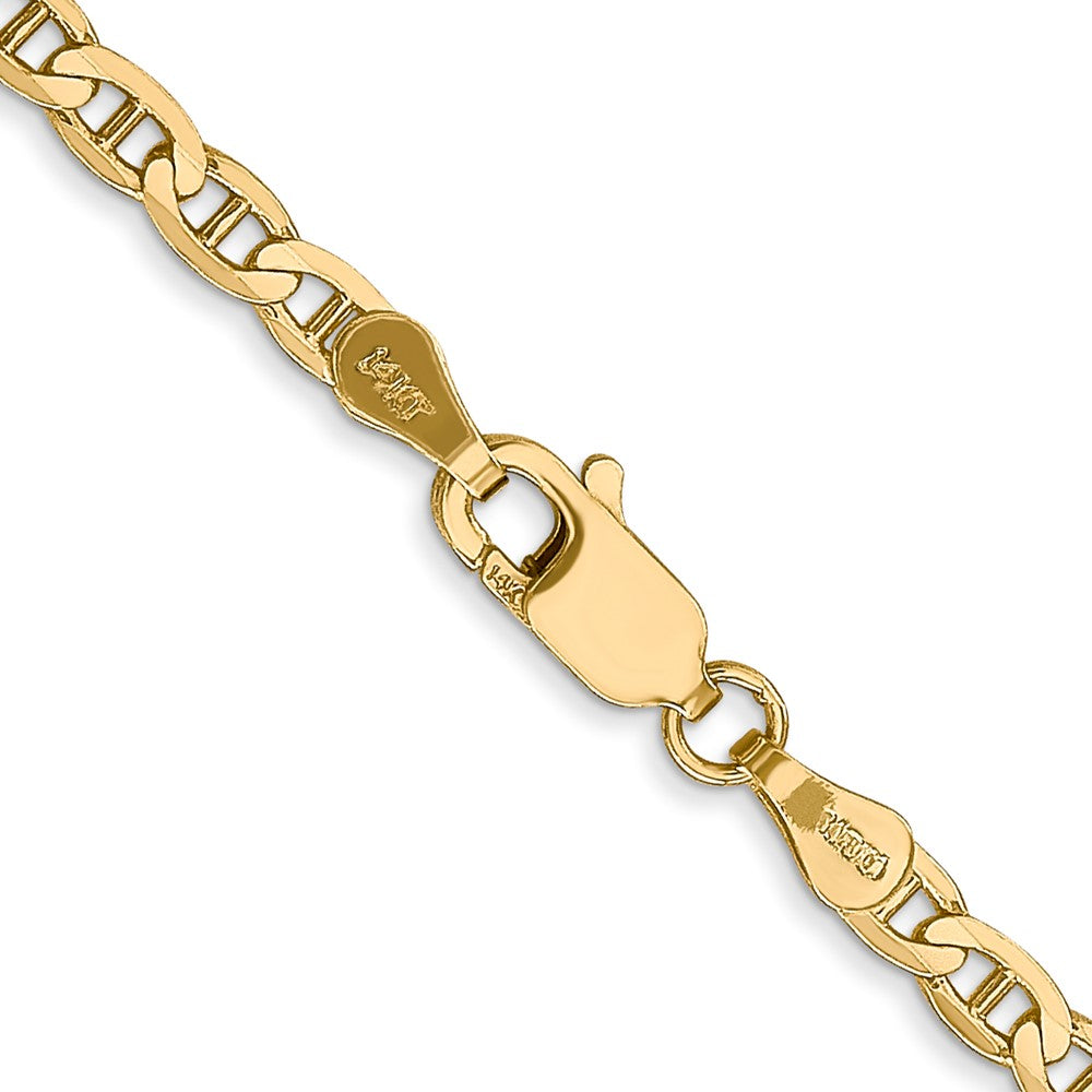 14K Yellow Gold 3mm Concave Anchor With Lobster Clasp Chain Necklace