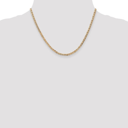 14K Yellow Gold 3mm Concave Anchor With Lobster Clasp Chain Necklace