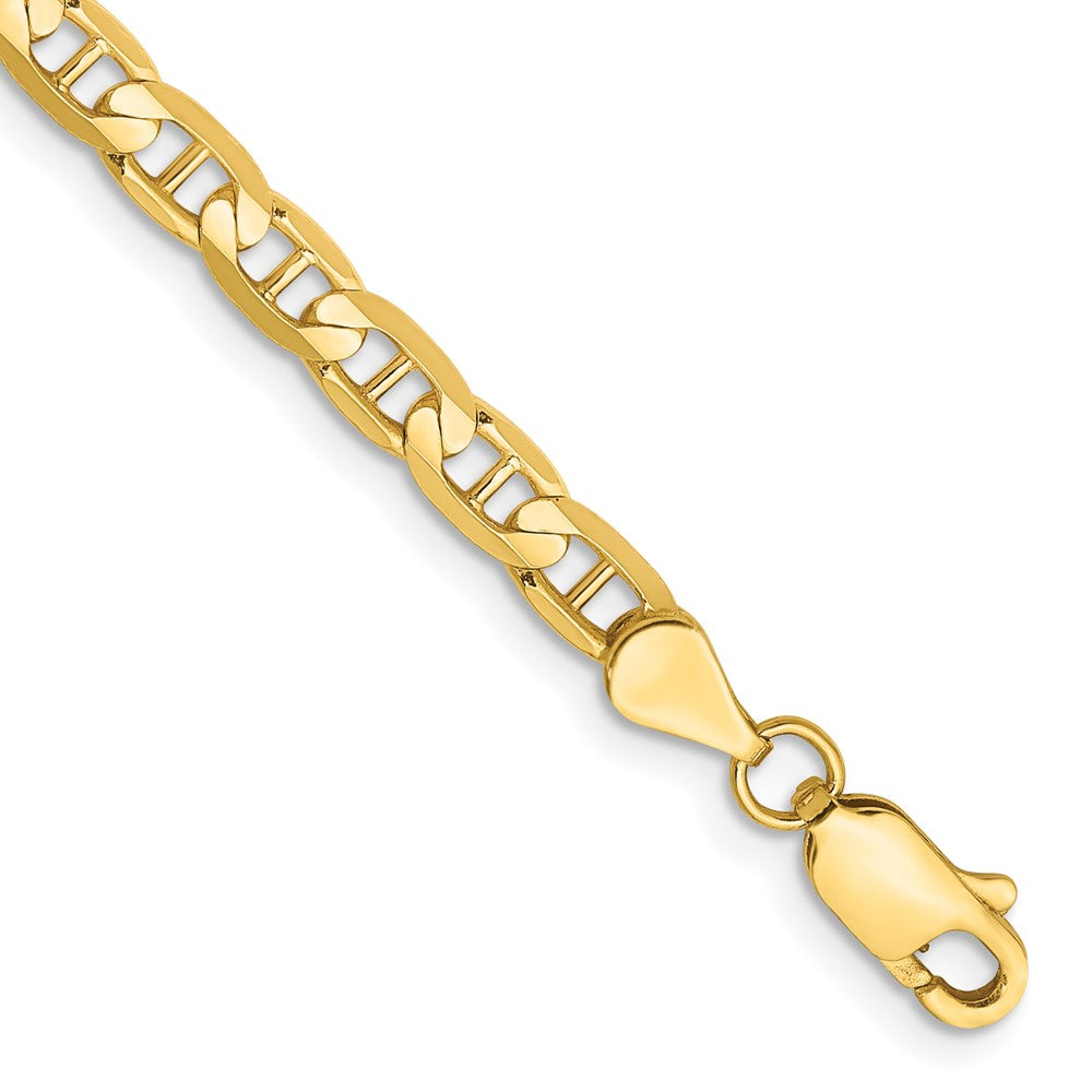 14K Yellow Gold 9 Inch 3.75mm Concave Anchor With Lobster Clasp Chain Bracelet