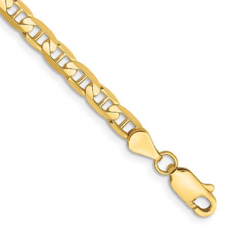 14K Yellow Gold 3.75mm Concave Anchor With Lobster Clasp Chain Bracelet