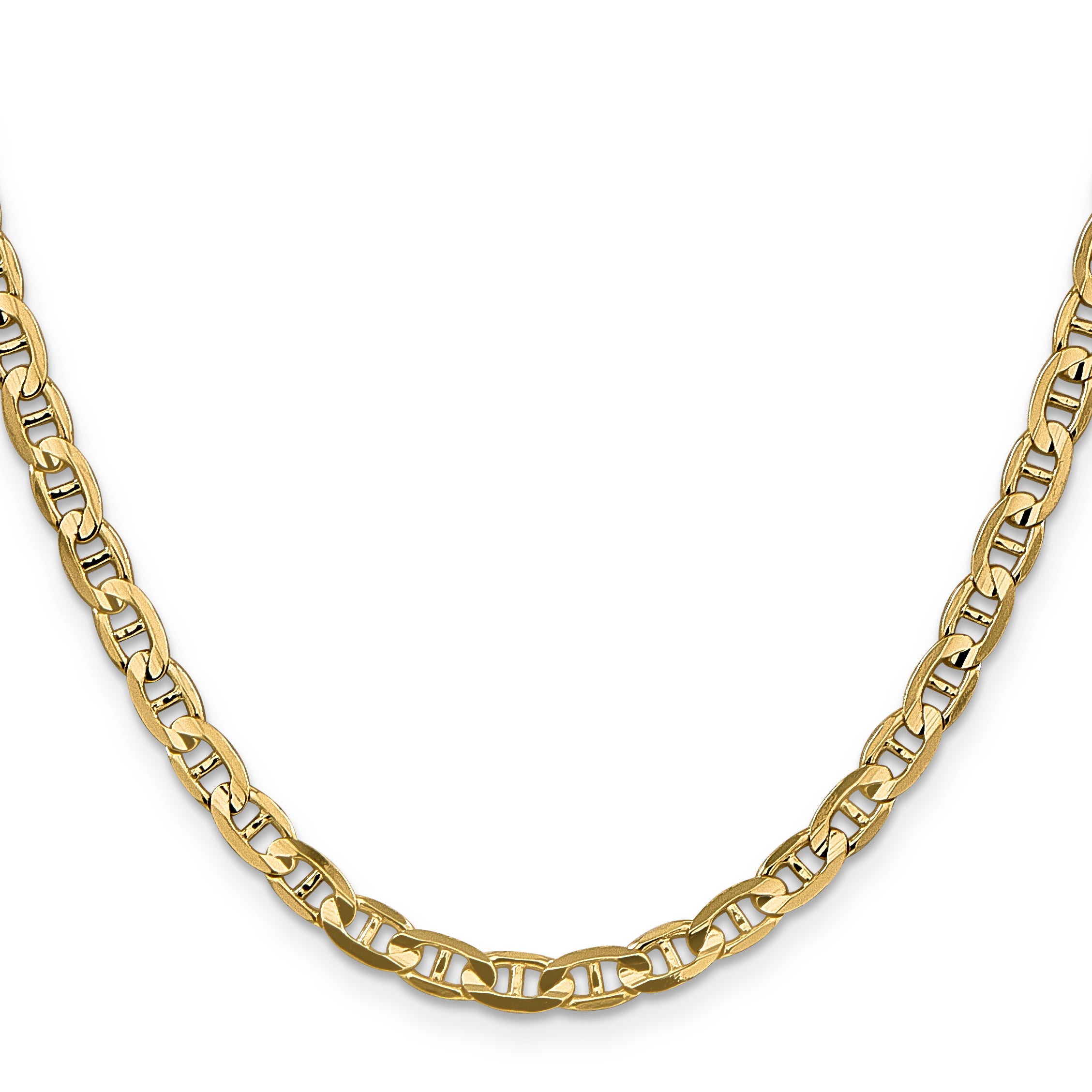 Solid 14K Yellow Gold 22 inch 4.5mm Concave Anchor with Lobster Clasp Chain Necklace