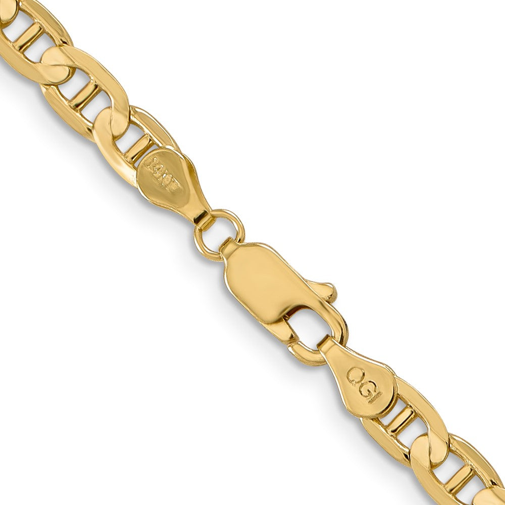 Solid 14K Yellow Gold 22 inch 4.5mm Concave Anchor with Lobster Clasp Chain Necklace