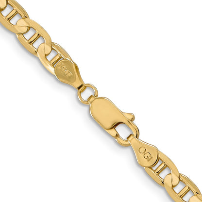 Solid 14K Yellow Gold 22 inch 4.5mm Concave Anchor with Lobster Clasp Chain Necklace