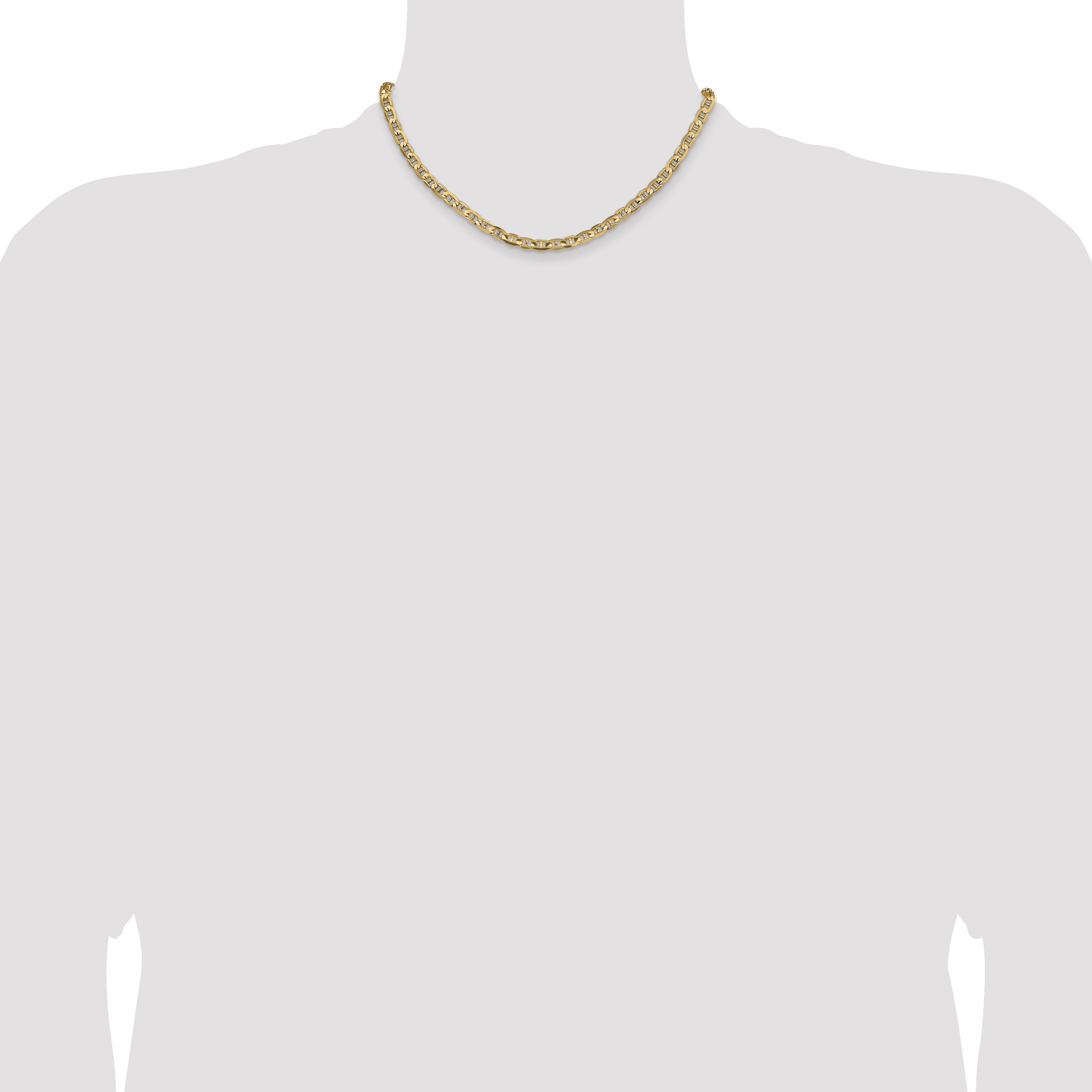 Solid 14K Yellow Gold 16 inch 4.5mm Concave Anchor with Lobster Clasp Chain Necklace
