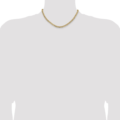 Solid 14K Yellow Gold 16 inch 4.5mm Concave Anchor with Lobster Clasp Chain Necklace
