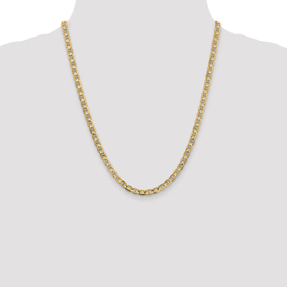 Solid 14K Yellow Gold 22 inch 4.5mm Concave Anchor with Lobster Clasp Chain Necklace