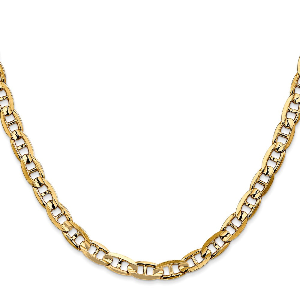 Solid 14K Yellow Gold 20 inch 5.25mm Concave Anchor with Lobster Clasp Chain Necklace