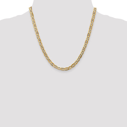 Solid 14K Yellow Gold 20 inch 5.25mm Concave Anchor with Lobster Clasp Chain Necklace