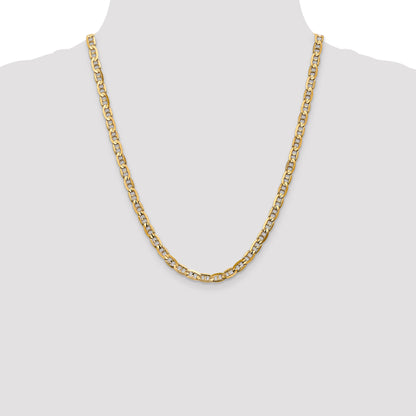 Solid 14K Yellow Gold 22 inch 5.25mm Concave Anchor with Lobster Clasp Chain Necklace