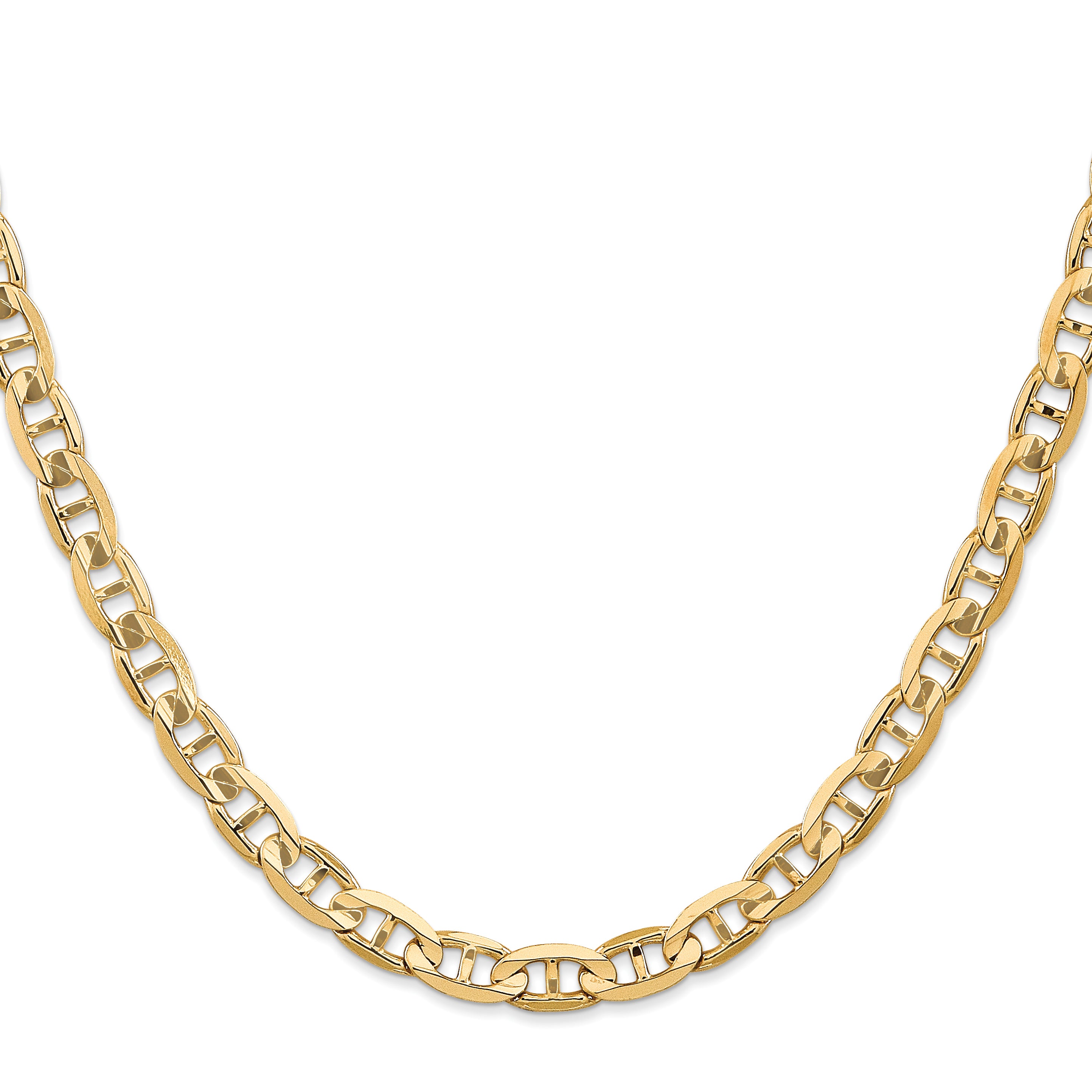 Solid 14K Yellow Gold 20 inch 6.25mm Concave Anchor with Lobster Clasp Chain Necklace