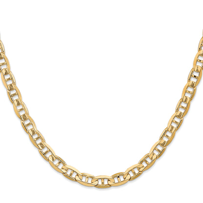 Solid 14K Yellow Gold 20 inch 6.25mm Concave Anchor with Lobster Clasp Chain Necklace