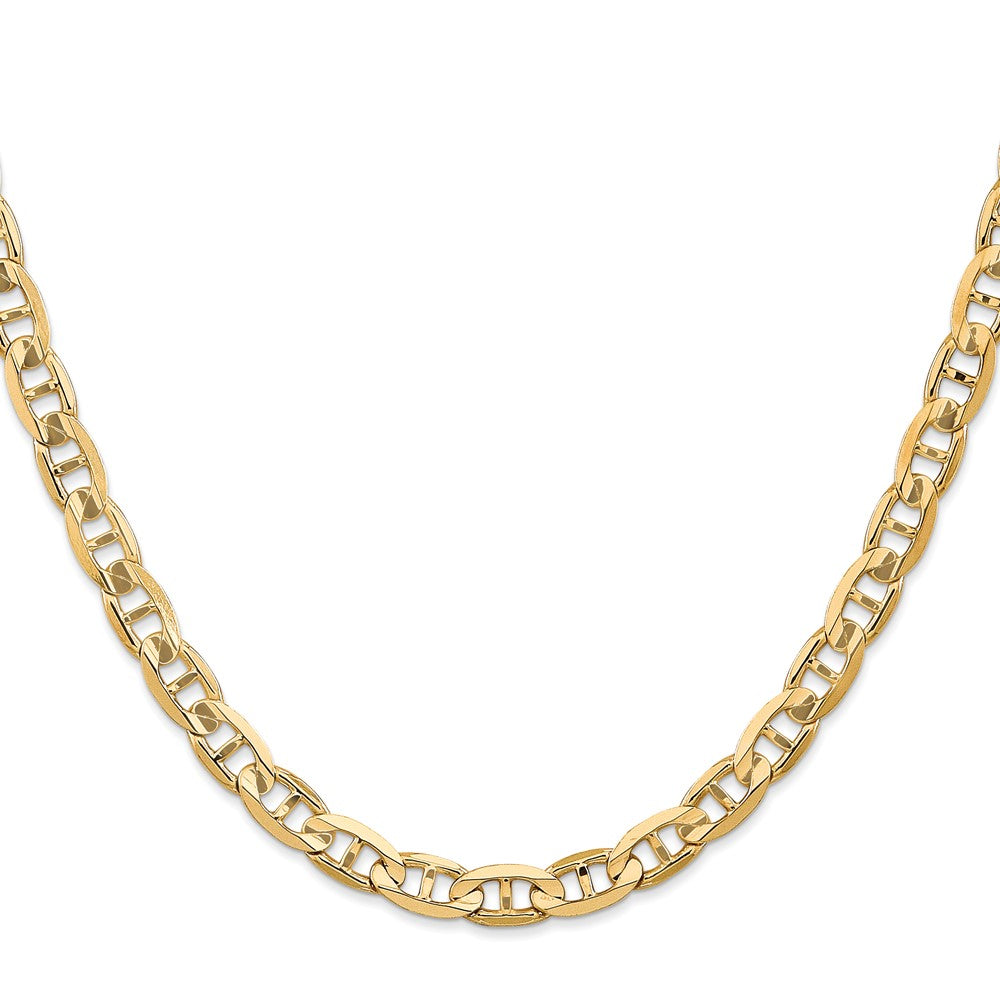 Solid 14K Yellow Gold 20 inch 6.25mm Concave Anchor with Lobster Clasp Chain Necklace