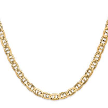 Solid 14K Yellow Gold 20 inch 6.25mm Concave Anchor with Lobster Clasp Chain Necklace