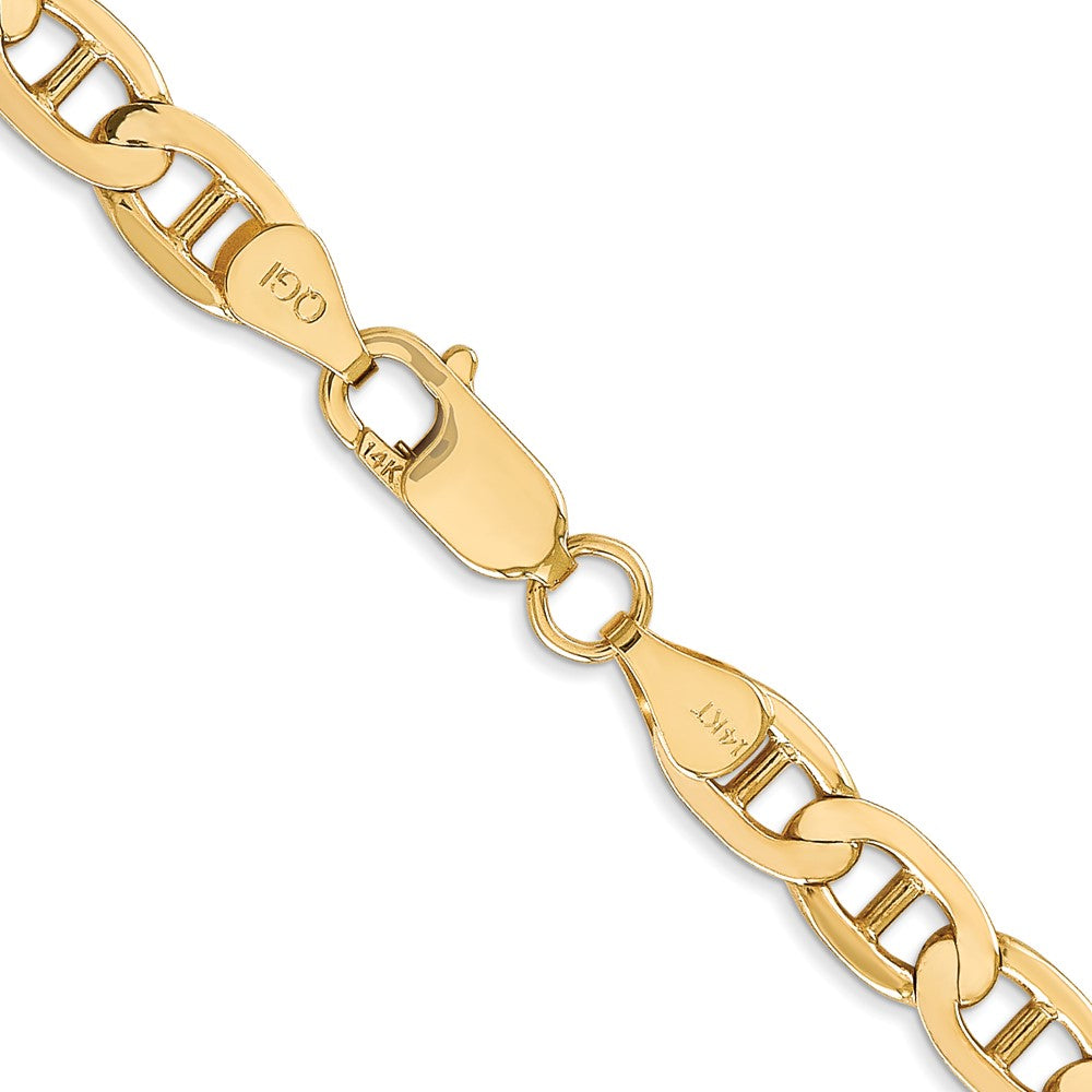 Solid 14K Yellow Gold 20 inch 6.25mm Concave Anchor with Lobster Clasp Chain Necklace