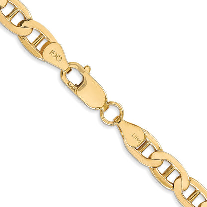 Solid 14K Yellow Gold 20 inch 6.25mm Concave Anchor with Lobster Clasp Chain Necklace