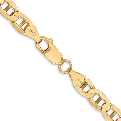 Solid 14K Yellow Gold 20 inch 6.25mm Concave Anchor with Lobster Clasp Chain Necklace