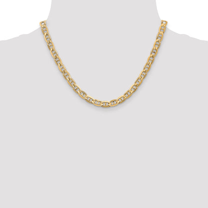 Solid 14K Yellow Gold 18 inch 6.25mm Concave Anchor with Lobster Clasp Chain Necklace